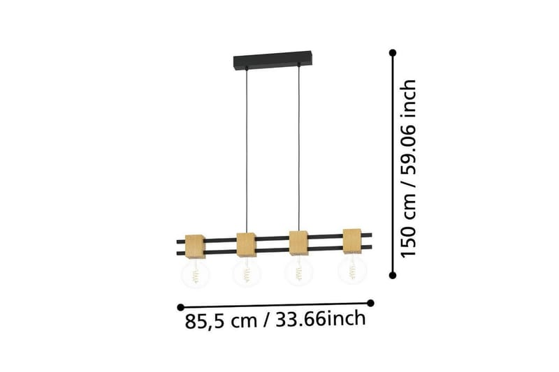 Takpendel Eglo Levantara Svart/Trä med 4 Lampor - Products - Belysning - Lampor & belysning inomhus - Taklampa & takbelysning - Pendellampa & hänglampa