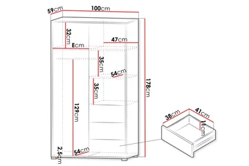 Agawal Garderob med Spegel 100x178 cm - Vit - Products - Förvaring - Garderober & garderobssystem