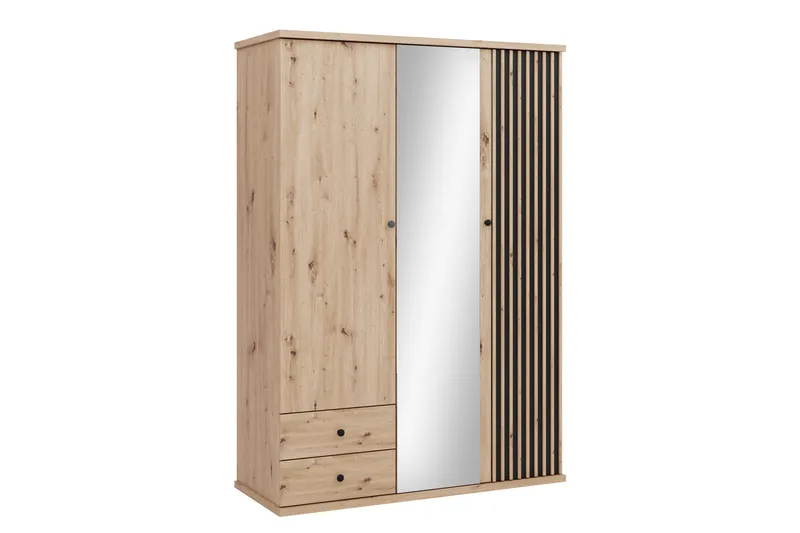 Aldbrough Garderob med Spegel 150x213 cm, Brun/Svart