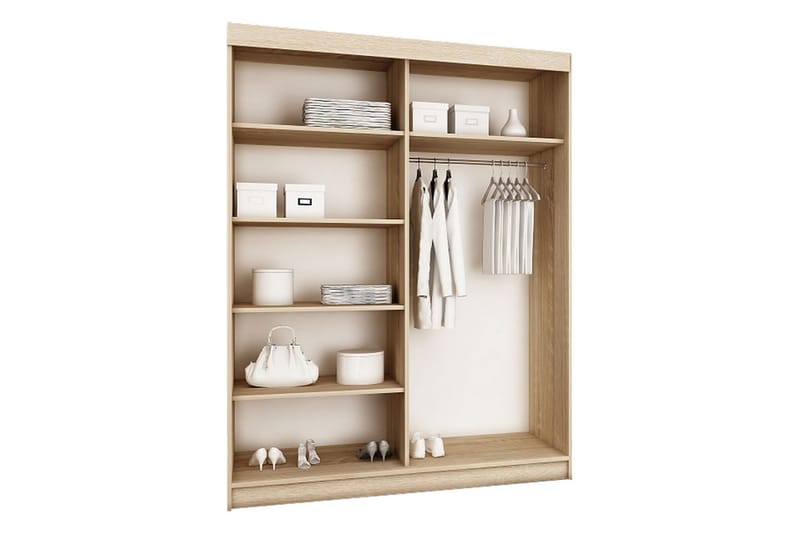 Dunkra Garderob med Spegel LED-belysning RGB 150 cm Båge - Mörk Ask - Products - Förvaring - Garderober & garderobssystem