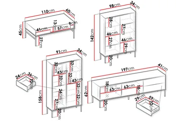 Basici Möbelset För Vardagsrum - Vit/Svart - Products - Förvaring - Förvaringsmöbler - Möbelset för vardagsrum