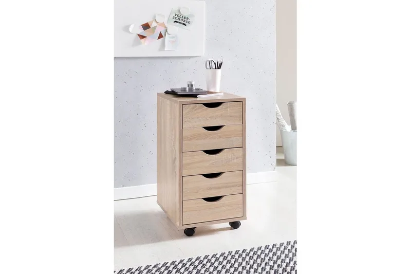 Rullkontejner Wohnling 5 lådor med folierad spånskiva och hjul, modern stil Sonoma - Sonoma - Products - Förvaring - Förvaringsmöbler - Byrå - Hurts