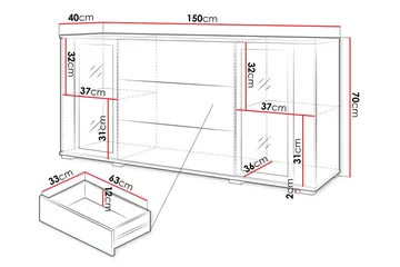 Gamal Skänk 150x40 cm - Brun/Svart - Products - Förvaring - Förvaringsmöbler - Sideboard & skänk