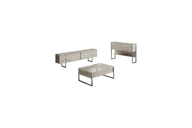 Luxe Möbelset För Vardagsrum, Beige/Silver