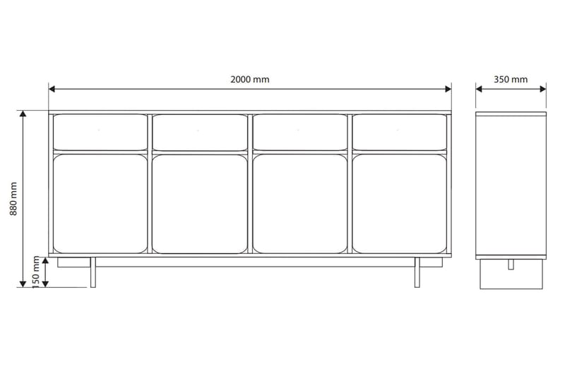 Marinport Byrå 200 cm - Beige - Products - Förvaring - Förvaringsmöbler - Byrå