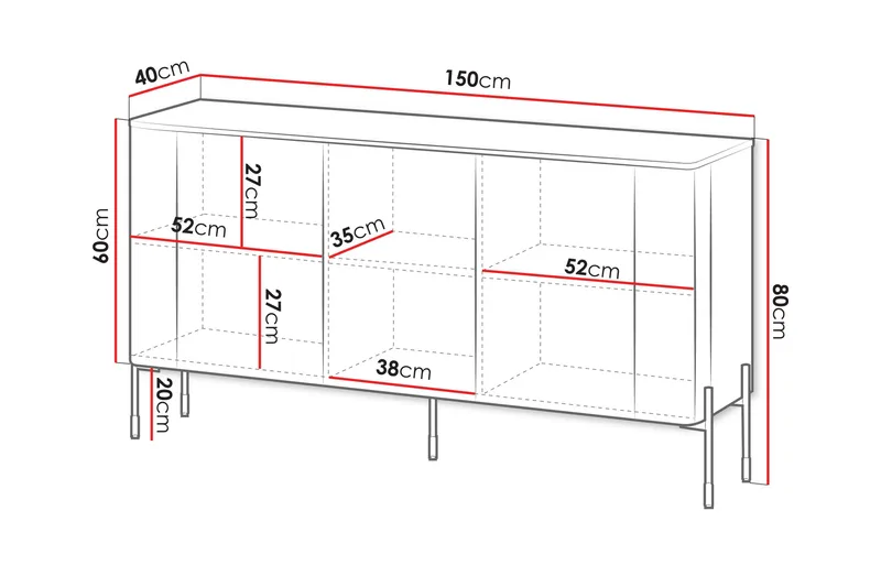 Sherie Skänk 150x40 cm - Beige - Products - Förvaring - Förvaringsmöbler - Sideboard & skänk