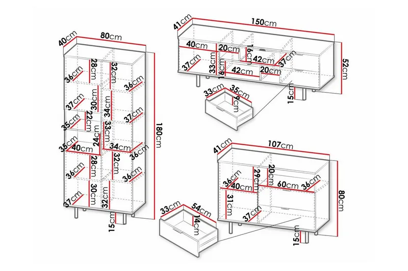 Staffin Möbelset För Vardagsrum - Svart - Products - Förvaring - Förvaringsmöbler - Möbelset för vardagsrum