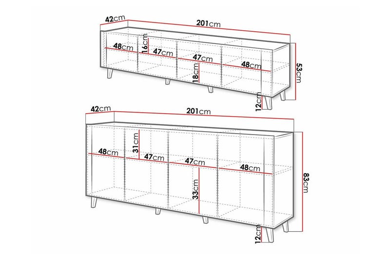 Strontian Möbelset För Vardagsrum Scandinavian Choice White - Products - Förvaring - Förvaringsmöbler - Möbelset för vardagsrum