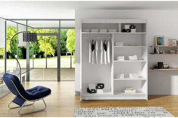 Leila Garderob 150 cm Skjutdörrar - Vit - Products - Förvaring - Garderober & garderobssystem - Garderobsskåp