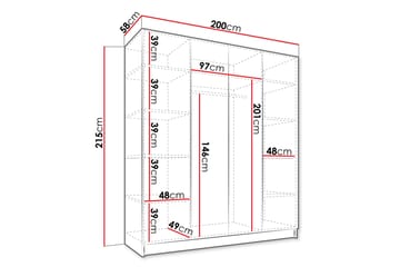 Vadstena Garderob 200 cm - Svart/Guld - Products - Förvaring - Garderober & garderobssystem - Garderobsskåp