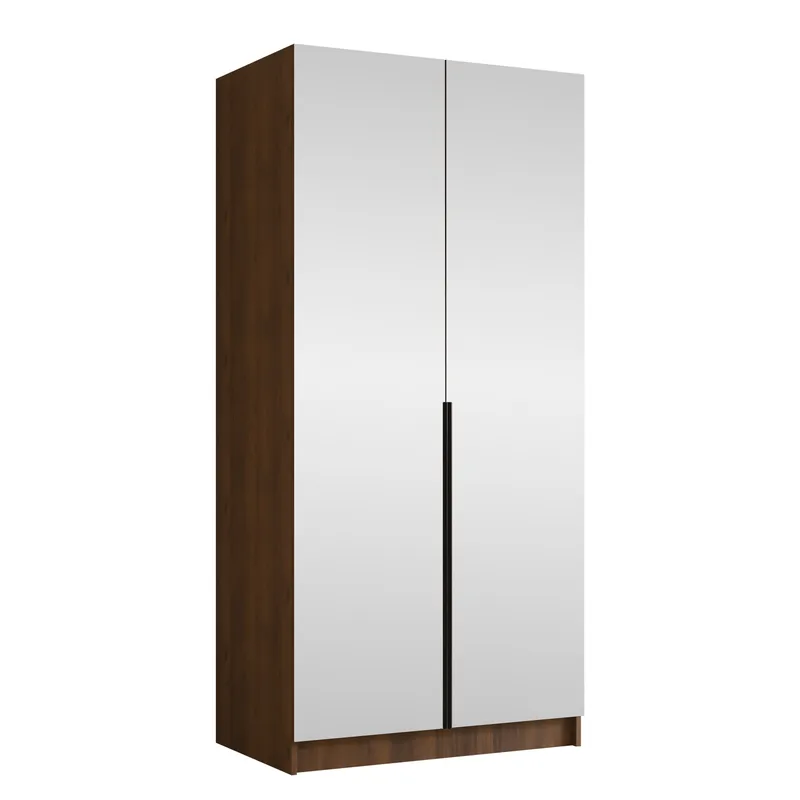 Herrljunga Garderob med Spegel 100x215 cm, Svart/Spegel