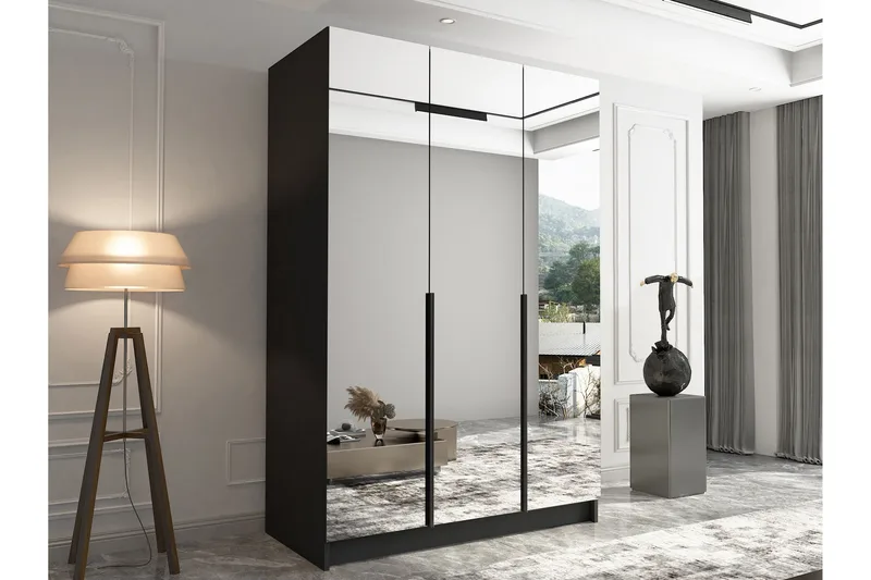 Herrljunga Garderob med Spegel 150 cm - Svart - Products - Förvaring - Garderober & garderobssystem