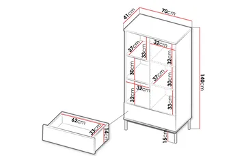 Querty Bokhylla 70x140x41 cm - Vit/Svart - Products - Förvaring - Hylla - Bokhylla