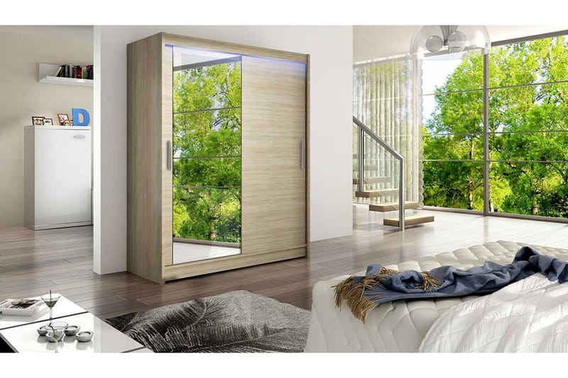 Leila Garderob med Spegel 150x200 cm - Beige - Products - Förvaring - Garderober & garderobssystem