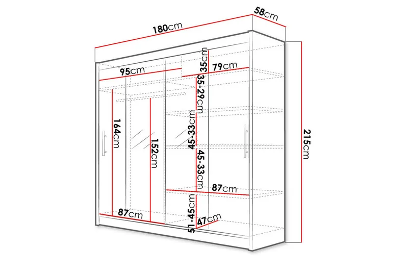 Prag Garderob med Spegel 180x215 cm - Vit - Products - Förvaring - Garderober & garderobssystem