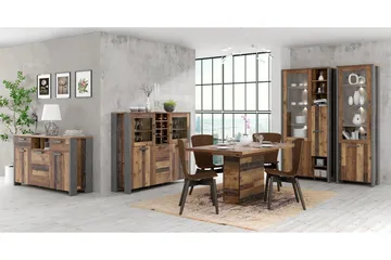 Cadle Vitrinskåp 41 cm djup 151 cm bred 125 cm hög Trä - Brun/Grå - Products - Förvaring - Skåp - Vitrinskåp