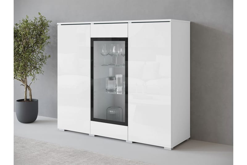 Sherie Vitrinskåp 120x104 cm - Vit - Products - Förvaring - Skåp - Vitrinskåp