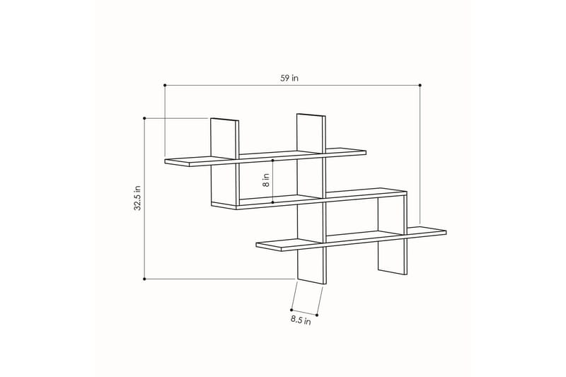 Halic Bokhylla 150x22 cm Brun - Hanah Home - Products - Förvaring - Småförvaring - Väggförvaring