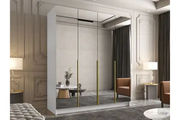 Vadstena Garderob med Spegel 200 cm - Vit/Guld - Products - Förvaring - Garderober & garderobssystem