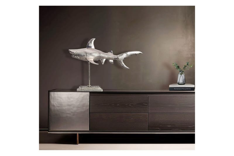 Dekorativ figur Wohnling Dekorhaj 70 cm aluminium, maritim stil Silver - Silver - Products - Inredning - Dekoration & inredningsdetaljer
