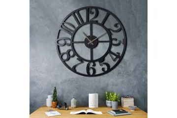 Dekorativ Metallväggklocka - Svart - Products - Inredning - Väggdekor - Väggklocka & väggur