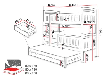 Blankana Våningssäng Två Liggplatser 80x180 cm - Beige - Products - Möbler - Barnmöbler - Barnsäng & juniorsäng - Loftsäng barn