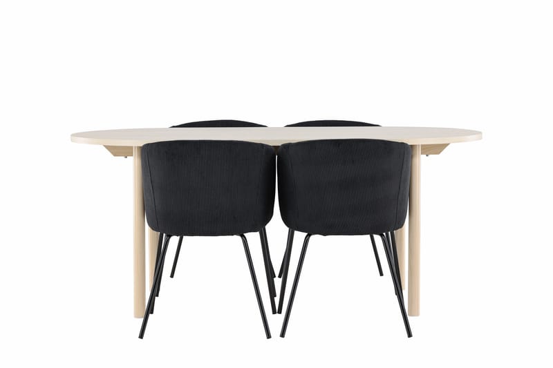 Andy Matgrupp 180 cm Oval med 4 Berit stolar - Whitewash/Svart - Products - Möbler - Bord & matgrupp - Matgrupp