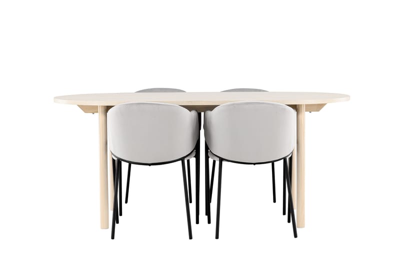 Andy Matgrupp 180 cm Oval med 4 Evelina stolar - Whitewash/Grå - Products - Möbler - Bord & matgrupp - Matgrupp