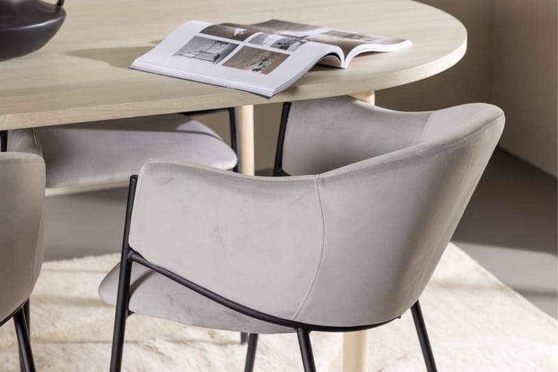 Andy Matgrupp 180 cm Oval med 4 Evelina stolar - Whitewash/Grå - Products - Möbler - Bord & matgrupp - Matgrupp