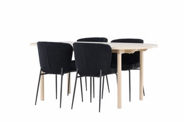 Andy Matgrupp 180 cm Oval med 4 Modesto stolar - Whitewash/Svart - Products - Möbler - Bord & matgrupp - Matgrupp
