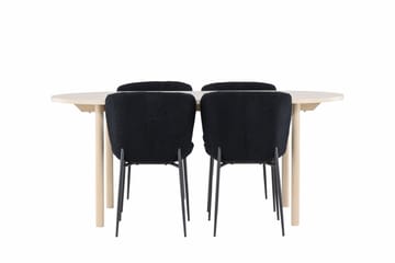 Andy Matgrupp 180 cm Oval med 4 Modesto stolar - Whitewash/Svart - Products - Möbler - Bord & matgrupp - Matgrupp