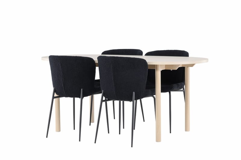 Andy Matgrupp 180 cm Oval med 4 Modesto stolar - Whitewash/Svart - Products - Möbler - Bord & matgrupp - Matgrupp