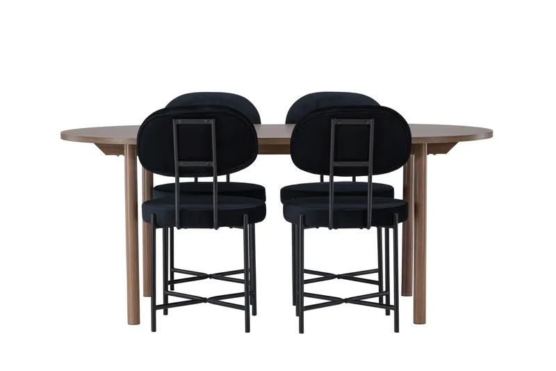 Andy Matgrupp 180 cm Oval med 4 Stella stolar, Svart