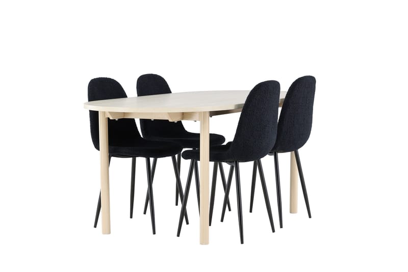 Andy Matgrupp 180 cm Oval med 4 Polar stolar - Whitewash/Svart - Products - Möbler - Bord & matgrupp - Matgrupp