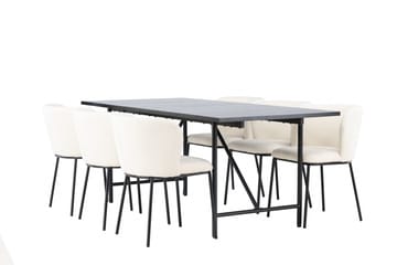 Astrid Matgrupp 200 cm Rektangulär med 6 Edina Stolar - Svart - Products - Möbler - Bord & matgrupp - Matgrupp