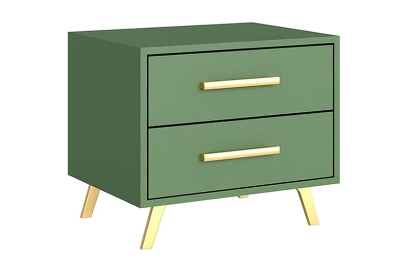 Escaldes Sängbord 54 cm, Matt Grön/Guld