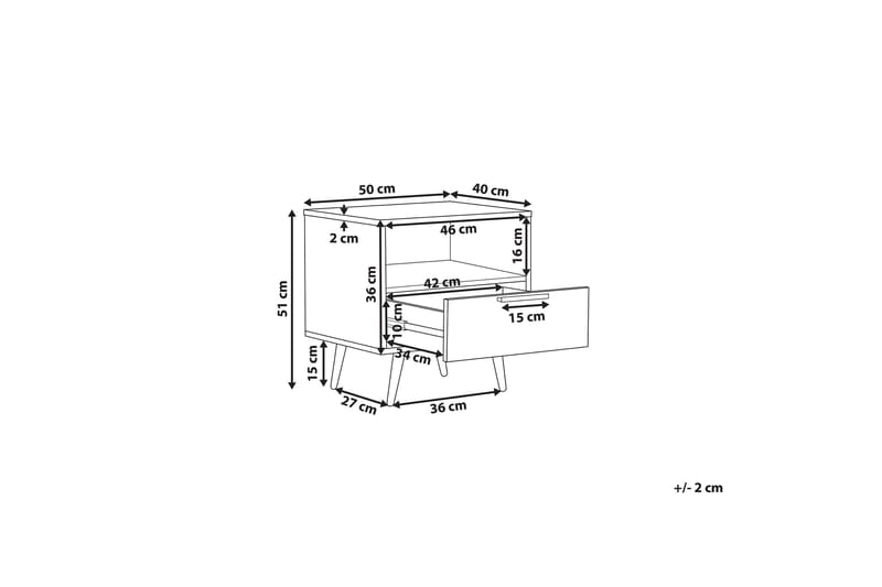 Indio Sängbord 50 cm - Svart/Guld - Products - Möbler - Bord & matgrupp - Avlastningsbord & sidobord - Sängbord & nattduksbord