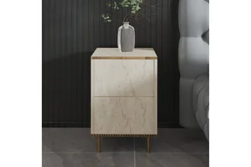 Nattduksbord Imaj Travertin / Rany - Beige/Guld - Products - Möbler - Bord & matgrupp - Avlastningsbord & sidobord - Sängbord & nattduksbord