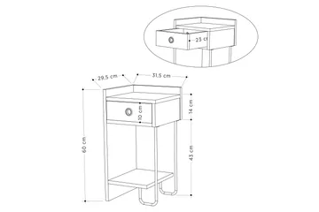 Sirius Sängbord 32x30 cm Vit - Hanah Home - Products - Möbler - Bord & matgrupp - Avlastningsbord & sidobord - Sängbord & nattduksbord