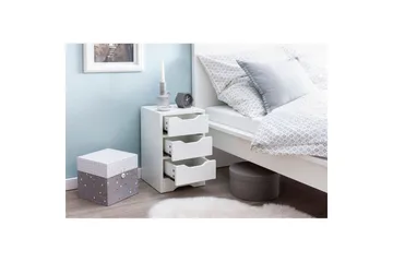 Sängbord Wohnling med 3 lådor i en enkel, modern design för boxspring-säng Vit - Vit - Products - Möbler - Bord & matgrupp - Avlastningsbord & sidobord - Sängbord & nattduksbord