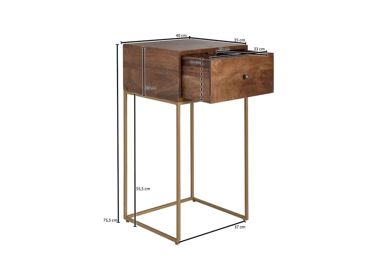 Seddik Sängbord 35 cm Rektangulär - Guld/Brun - Products - Möbler - Bord & matgrupp - Avlastningsbord & sidobord - Sängbord & nattduksbord