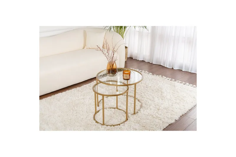 Soffbordset 2 delar Rikiya Små Guldtransparent - Guldtransparent - Products - Möbler - Bord & matgrupp - Avlastningsbord & sidobord - Satsbord