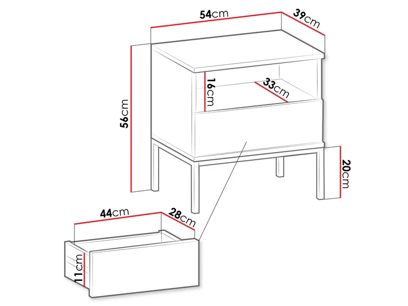 Tenorio Sängbord 54 cm - Beige - Products - Möbler - Bord & matgrupp - Avlastningsbord & sidobord - Sängbord & nattduksbord