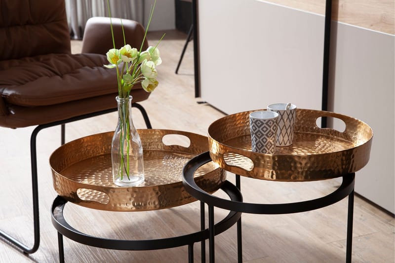 Wilhem Sidobord 33 cm Rund - Guld - Products - Möbler - Bord & matgrupp - Avlastningsbord & sidobord - Brickbord & småbord