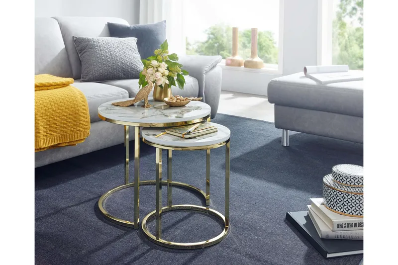 Willowdale Satsbord 80 cm Runt - Vit/Grå - Products - Möbler - Bord & matgrupp - Avlastningsbord & sidobord - Satsbord