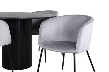 Bianca Matgrupp 110 cm Rund med 4 Berit stolar - Svart - Products - Möbler - Bord & matgrupp - Matgrupp