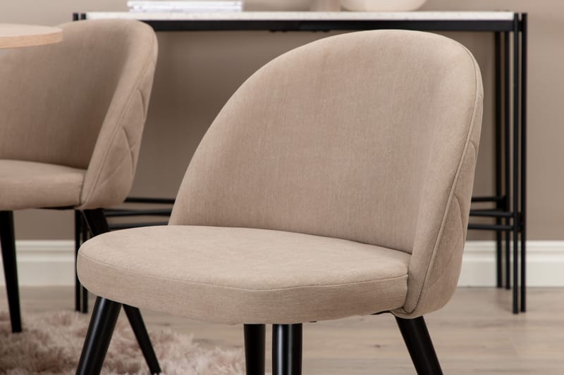 Bianca Matgrupp 110 cm Rund med 4 Velvet stolar - Beige - Products - Möbler - Bord & matgrupp - Matgrupp