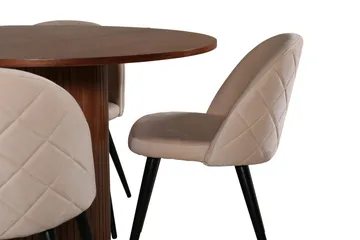 Bianca Matgrupp 110 cm Rund med 4 Velvet stolar - Beige - Products - Möbler - Bord & matgrupp - Matgrupp