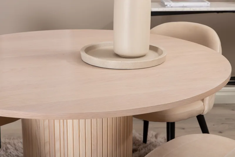 Bianca Matgrupp 110 cm Rund med 4 Velvet stolar - Svart - Products - Möbler - Bord & matgrupp - Matgrupp