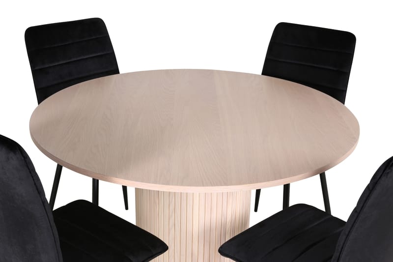 Bianca Matgrupp 110 cm Rund med 4 Windu Lyx stolar - Svart - Products - Möbler - Bord & matgrupp - Matgrupp
